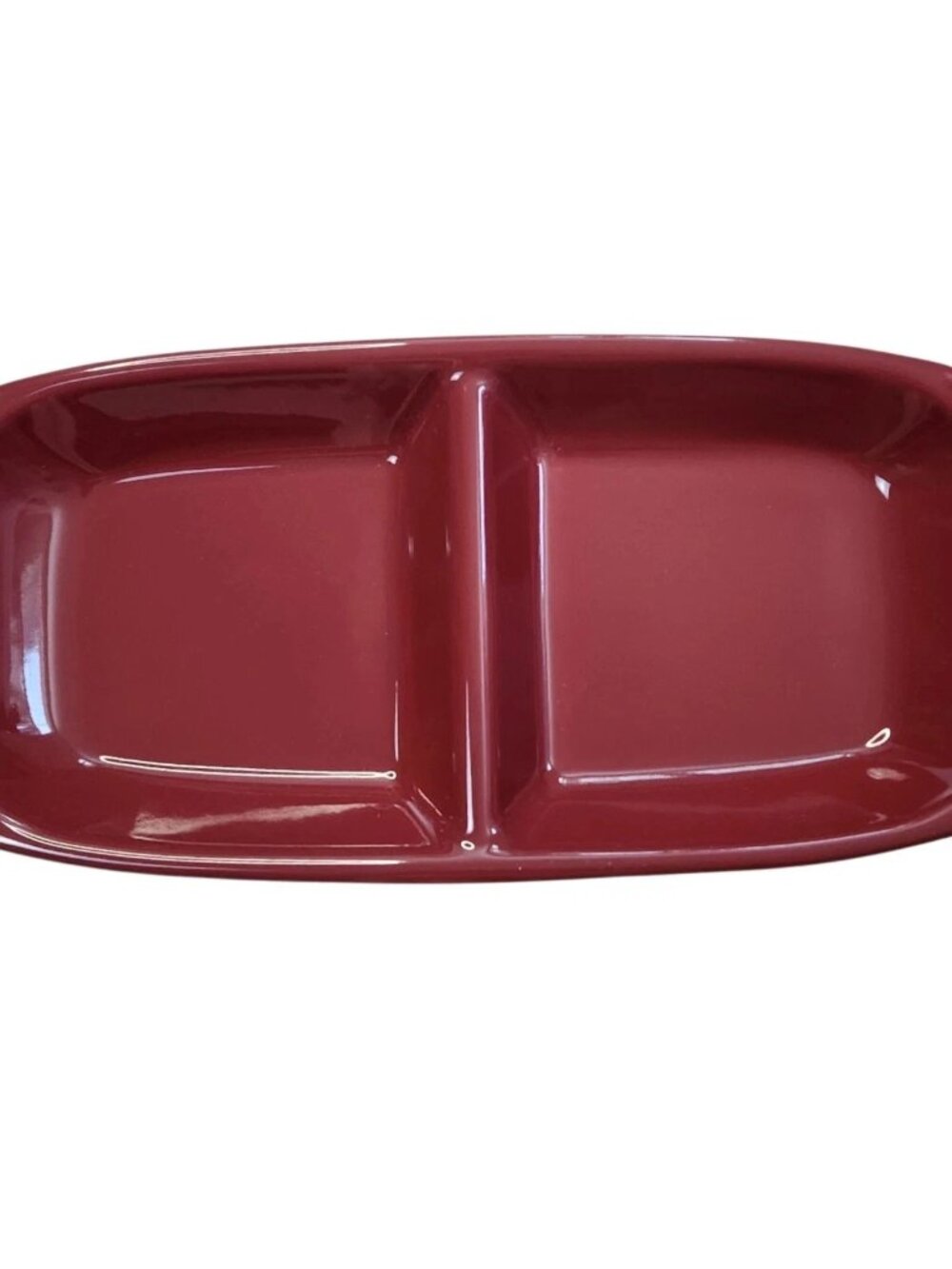 Longaberger Pottery Woven Traditions Divided Dish / Serving Tray Paprika